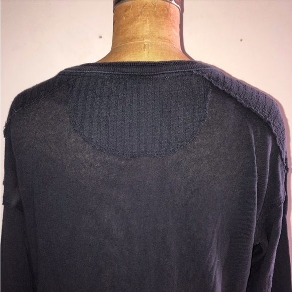 Free people] Black combo Army inspired Stud trim Relaxed fit Long sleeve T-shirt - Picture 10 of 12